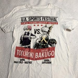 My hero academia t-shirt, bakugo and todoroki white shirt